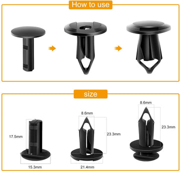 100 Pcs Nylon Bumper Fastener Rivet Retaining Clips For GM 21030249 Ford N807389S
